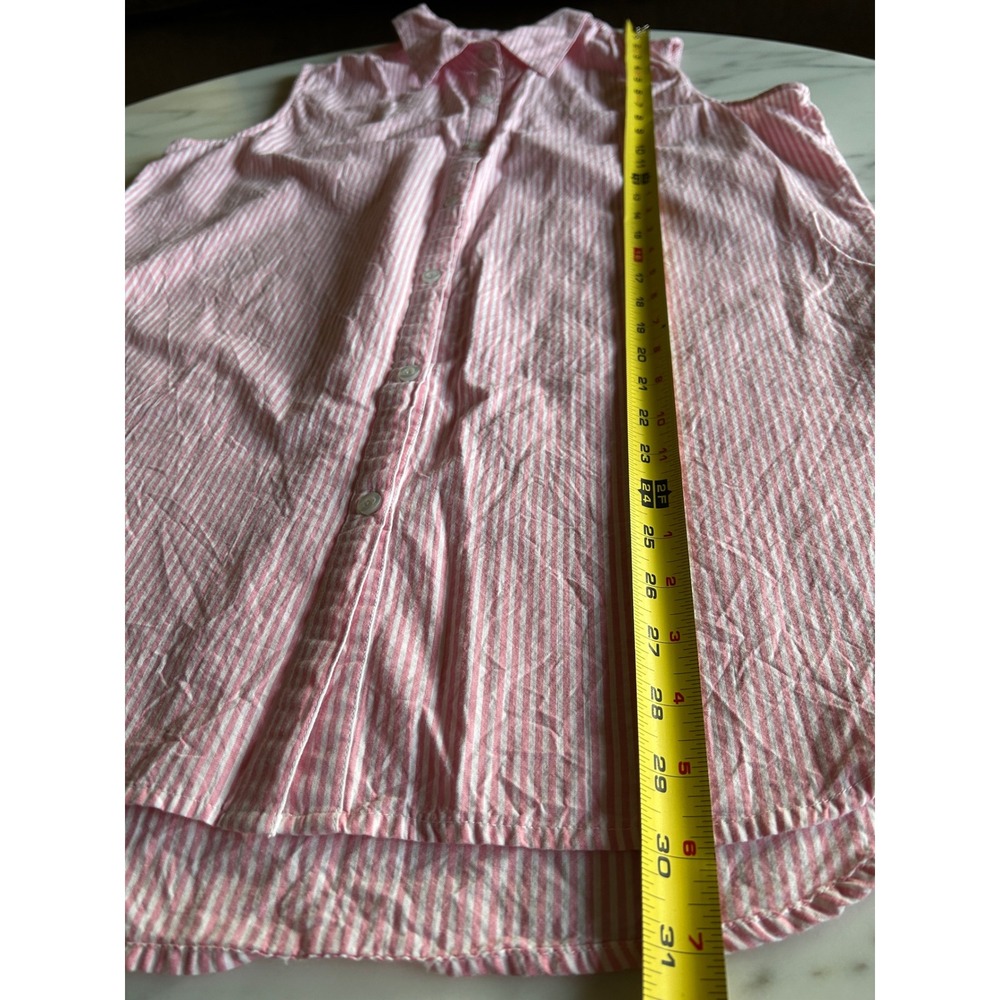 Chadwicks Womens Pink White Striped Sleeveless Button Down Shirt Cotton Tunic PL - Picture 6 of 10